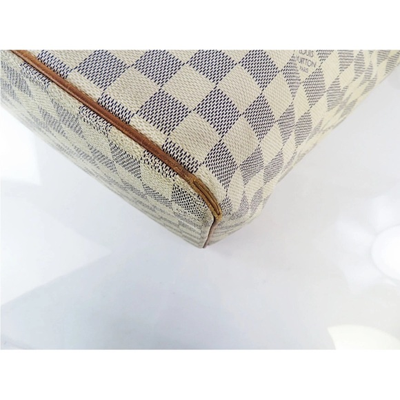 Louis Vuitton White and Tan Checkered Tote - Picture 6 of 16